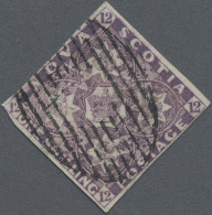 Nova Scotia: 1857, Crown And Heraldic Flowers 1s. Purple On Bluish Paper, Imperf - Storia Postale