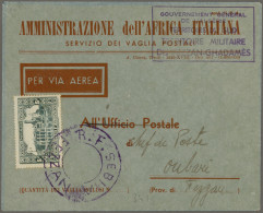 Fezzan: 1949 (ca), Algerian 4 Fr Definitive Tied By RARE Large, Violet Double Ci - Cartas & Documentos