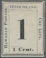 Hawaii: 1864 1c. Black On Laid Paper, Unused Without Gum, With A Light Thin Othe - Hawaï