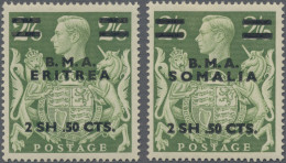 Italian Eritrea: 1949 British 2 Sh/6 D Green Overprinted "B.M.A. SOMALIA 1 Sh .5 - Eritrea