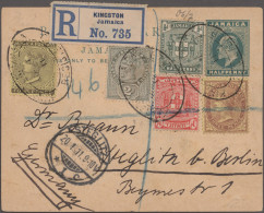 Jamaica: 1911, ½d KEVII Postal Stationery Card With Fice Stamp Additional Franki - Jamaica (1962-...)