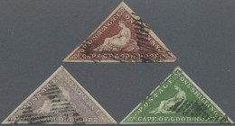 Cap Of Good Hope: 1855/1864 'Triangle's 1d., 6d. And 1s. Used, Wmk Anchor, All W - Cap De Bonne Espérance (1853-1904)