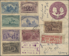United States: 1893, Columbus 1c.-10c., Eight Values Uprating An Stationery Enve - Otros & Sin Clasificación