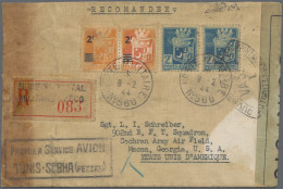 Airmail - Overseas: 1944, Algerian 2F On Unissued 5 F Orange, Horizontal Pair To - Other & Unclassified