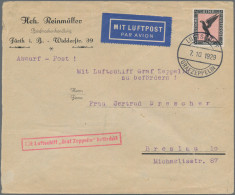 Zeppelin Mail - Germany: 1929, 7.10., Schlesienfahrt, Bordpostbrief Frankiert Mi - Posta Aerea & Zeppelin