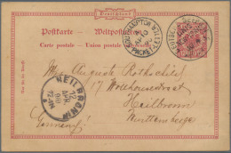 Shipsmail - Germany: 1890/1895 Zwei Interessante Postkarten, Dabei Ganzsachenkar - Autres & Non Classés