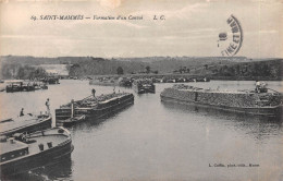 SAINT-MAMMES (Seine-et-Marne) - Formation D'un Convoi De Péniches Transportant Du Bois - Voyagé 1918 (2 Scans) - Saint Mammes