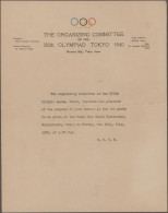 Thematics: Olympic Games: 1940, Tokyo, Organizing Committee Letterhead On Invita - Other & Unclassified