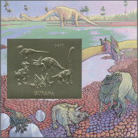 Thematics: Animals-dinosaur: 1993, Dinosaur GOLD And SILVER Miniature Sheets Set - Vor- U. Frühgeschichte
