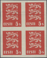 Estonia: 1928/1929, Definitives Coat Of Arms "Lion", 5s. Red, Imperforate Proof - Estonia