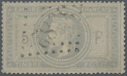 France: 1869 Napoleon 5fr. Pale Grey-blue, Used With Large Numeral "3382" (Seppo - Usados
