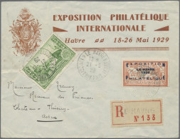 France: 1927, 2 + 5 Fr. Philat.-Ausstellung Le Havre Auf Illustrustriertem Ausst - Lettres & Documents