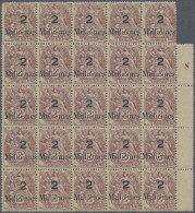 French PO In Egypt: 1921 ERROR Overprint 2m. On 2c. Brown-lilac, Pane Of 25 With - Andere & Zonder Classificatie