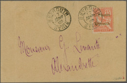 French Post Offices In The Levant: 1905, Beyrouth Surcharge 1pi. On 15c. Vermill - Otros & Sin Clasificación