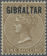 Gibraltar: 1886,QV Bermuda Contemporary Types 1s. Optd. "GIBRALTAR", Mint Hinged - Gibraltar