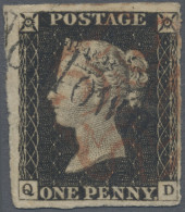 Great Britain: 1840, 1d. Black, Plate 2, Lettered "Q-D", Fresh Colour And Close - Used Stamps