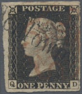 Great Britain: 1840, 1d. Black, Plate 2, Lettered "Q-D", Fresh Colour And Close - Usados