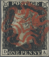 Great Britain: 1840, 1 D Black, Plate 4, Lettered DA, Wide Margins, Cancelled By - Gebruikt