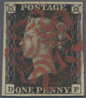 Great Britain: 1840, 1 D Black, Plate 8, Lettered DF, Wide Margins, Cancelled By - Oblitérés