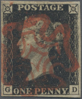 Great Britain: 1840, 1 D Black, Plate 4, Lettered GD, Neat Wide Margins, Cancell - Gebraucht