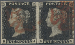 Great Britain: 1840, 1d. Black, Plate 5, Horizontal Pair Lettered "R-J"/"R-K", D - Gebruikt