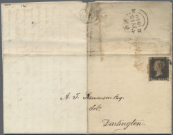 Great Britain: 1840, 1d. Black, Plate 3, Lettered "C-J", Fresh Colour, Cut Into - Otros & Sin Clasificación