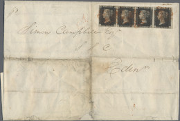 Great Britain: 1840, 1d. Black, Plate 6, Horizontal Strip Of Four Lettered ""N-I - Otros & Sin Clasificación