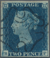 Great Britain: 1840, 2 D Deep Blue, Letered BF, Platte 2, Canncellef By Neat Bla - Used Stamps