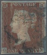 Great Britain: 1841, 1d. Red, Lettered "G-E", Fresh Colour, Cut Into At Lower Ri - Gebraucht