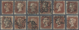 Great Britain: 1841, 1d. Red, Twelve Copies Bearing MC With Numbers "1"-"12" Com - Used Stamps