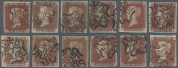 Great Britain: 1841, 1d. Red, Twelve Copies Bearing MC With Numbers "1"-"12" Com - Usados