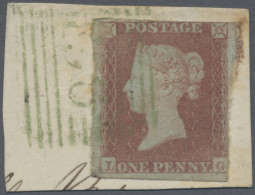 Great Britain: 1841, 1d. Red, Lettered "L-G", Cut Into At Two Sides, Used On Pie - Non Classés