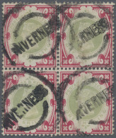 Great Britain: 1900 QV 1s. Green & Carmine, Block Of Four, Used And Cancelled By - Gebruikt