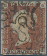 Great Britain - Post Marks: 1843, London, Number "4" MALTESE CROSS: 1d Red-brown - Marcofilie