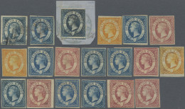 Ionian Islands: 1859, Lot Of 19 Mint (MM Or NG) Or Used, Including Blue Tied To - Islas Ionian