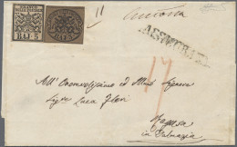 Italian States - Papal State: 1852, 3 Baj. + 5 Baj. (1854 Ancona - Trieste - Zar - Estados Pontificados