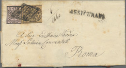 Italian States - Papal State: 1857 Insured Folded Cover Used Locally To Rome, Fr - Estados Pontificados