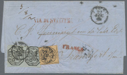 Italian States - Papal State: 1852, 5 Baj. + 6 Baj. (1854 Ancona - Bologna - Mil - Papal States