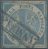 Italian States - Naples: 1860, ½ Tornese Blue "Trinacria", Repaired, Signed And - Nápoles