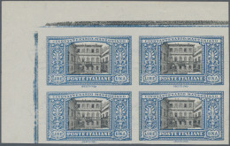 Italy: 1923, 1 L Manzoni, Mint Without Gum, IMPERFORATE Block Of Four With Sheet - Neufs