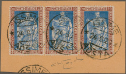 Italy: 1928, "Emanuelle Filiberti", 20 C Brown And Ultramarin, Horizontal Strip - Otros & Sin Clasificación