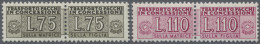 Italy: 1955, 75 L Sepia And 110 L Redish Lila, Stars Watermark, The Two Key Valu - Paquetes Postales