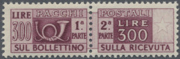 Italy: 1946, 300 L Lila Brown, Mint Never Hinged, Watermark "Flying Wheel", Mich - Pacchi Postali