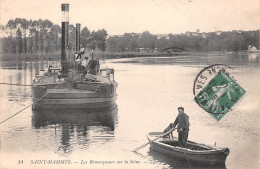 SAINT-MAMMES (Seine-et-Marne) - Les Remorqueurs Sur La Seine - Péniche - Voyagé 1912 (2 Scans) Bigot Grande Rue Chaville - Saint Mammes