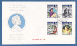 HONG KONG 1985  LIFE & TIMES OF QUEEN MOTHER  S.G. 493-496  F.D.C. - Brieven En Documenten