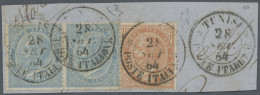 Italien Foreign POs: 1864, De La Rue (London Print) 10 Cent. Brown And A Pair 15 - Autres & Non Classés