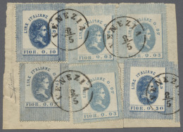 Italy - Specialities: 1866, Six Transitional Fiscal Stamps - 3x Lire Italiane 0, - Andere