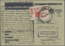 Carpathian Ukraine: 1945, Stationery Card -.40 On Hungarian Field Post Card Gree - Ukraine