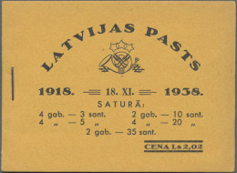 Latvia: 1938 Booklet Containing Three Different Blocks Of Four And Two Pairs Of - Lettonie