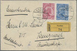 Liechtenstein: 1912, 10 U.25 H. Fürst Auf Gestr. Papier Auf R-Brief Von Vaduz Na - Covers & Documents